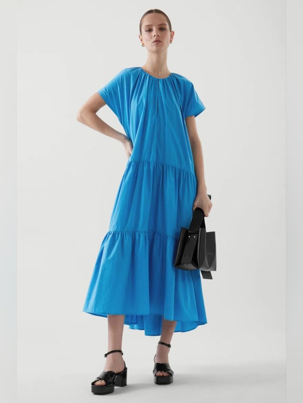 COS Oversized A-Line Maxi Dress, Blue, Size 4